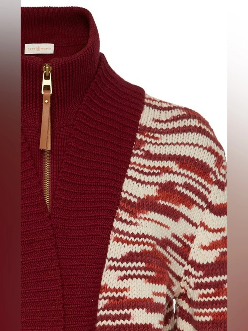 Tory Burch Olivia Wool Zip Front Cardigan Sweater small